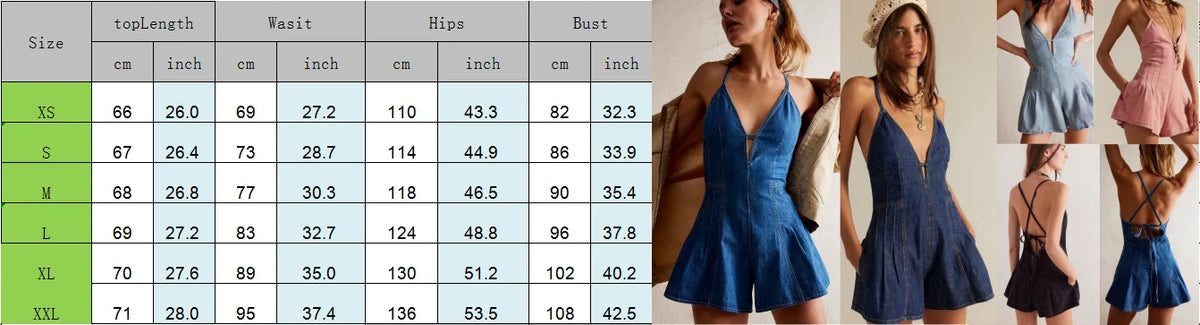 Women's Summer Y2K Retro V-Neck Denim Shorts Jumpsuits Cross Bow Tied Zip-up Backless Loose Wide Leg Flare Playsuit Cute Rompers