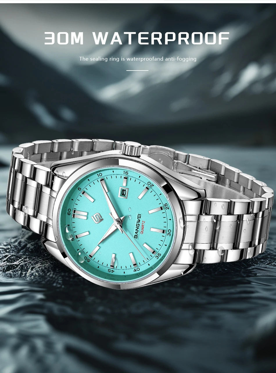 BANGWEI 2025 Business Men's Watch Waterproof Stainless Steel Quartz Watch Luminous Fashion Calendar Watches for Men Reloj Hommes