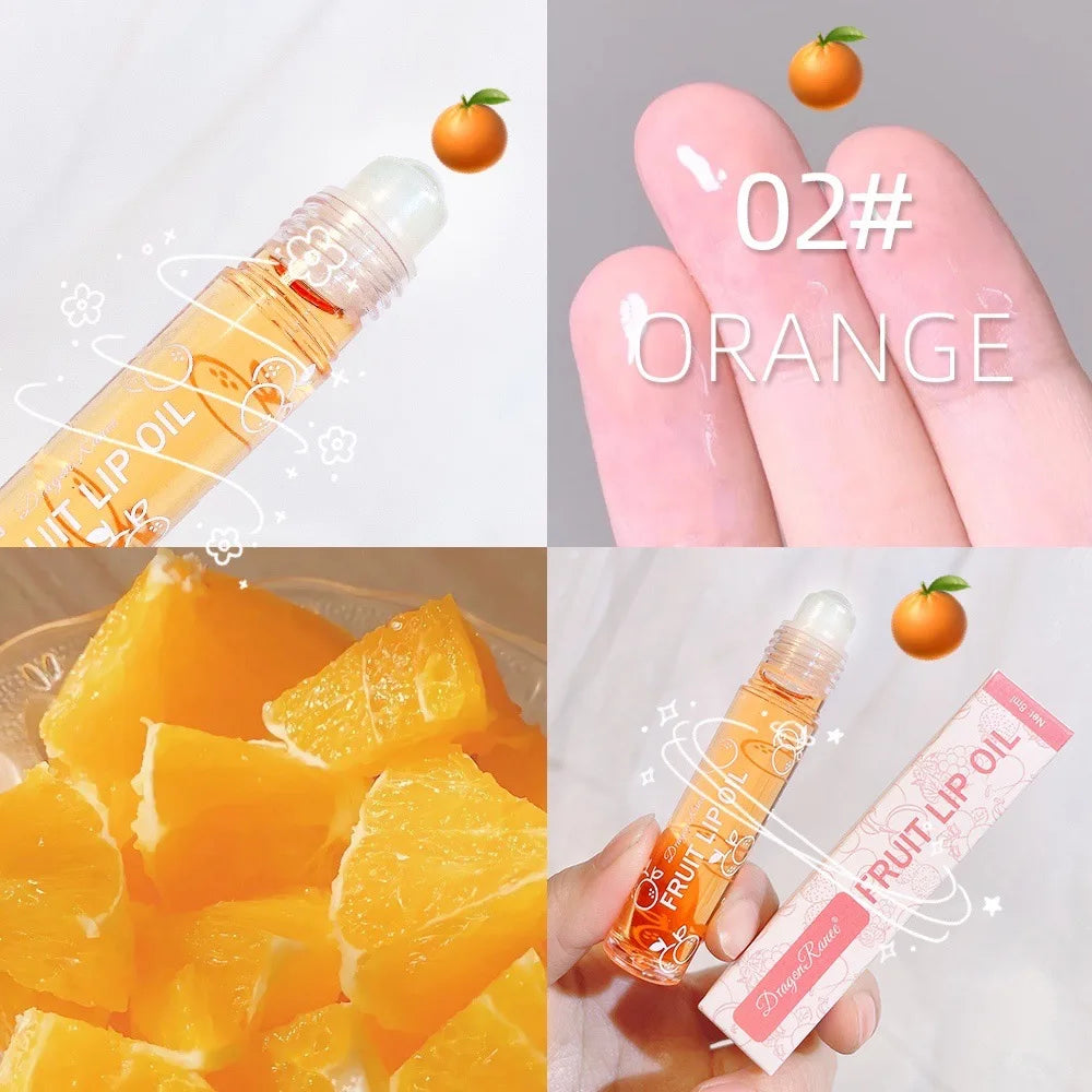 Roll-On Lip Oil Moisturizing Lip Balm Liquid Nourishing Lip Oil Colorless Transparent Fruit Lip Oil New Valentine's Day Gift Lip Balm