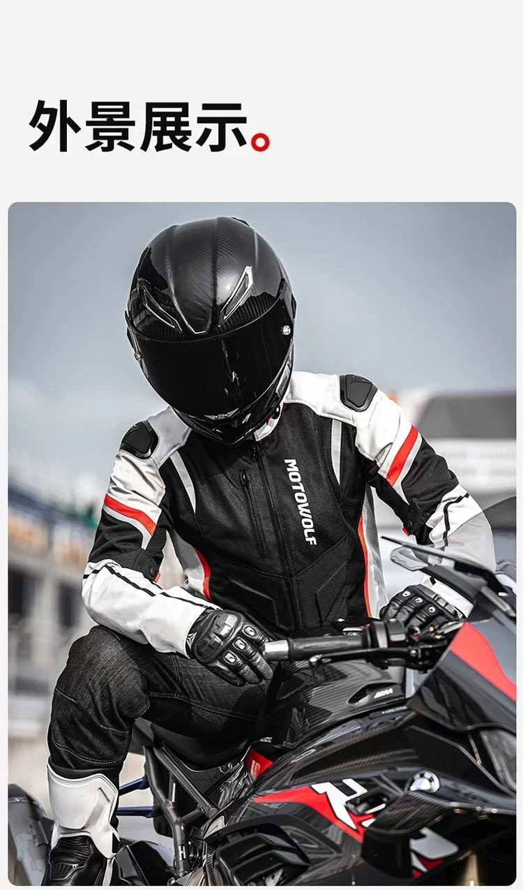 MOTOWOLF Men Motorcycle Riding Jacket Removable Waterproof Thermal Liner Windproof Anti‑Fall Motorbike Touring Racing Coat