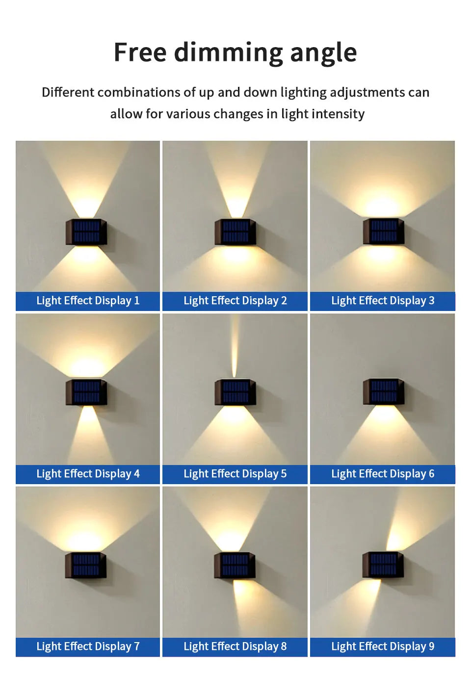 LED Outdoor Solar Lights Up And Down Lighting Wall Lamp Garden Decor Outdoor Solar Spotlights Solar Powered Sunlight Wall Sconce