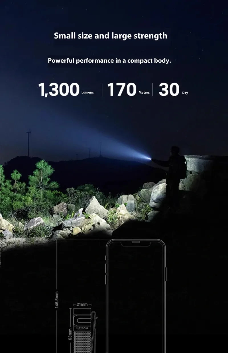 Olight Conductor Baton4 Ultra Long Endurance 1300 Lumens Portable Pocket Edc Flashlight
