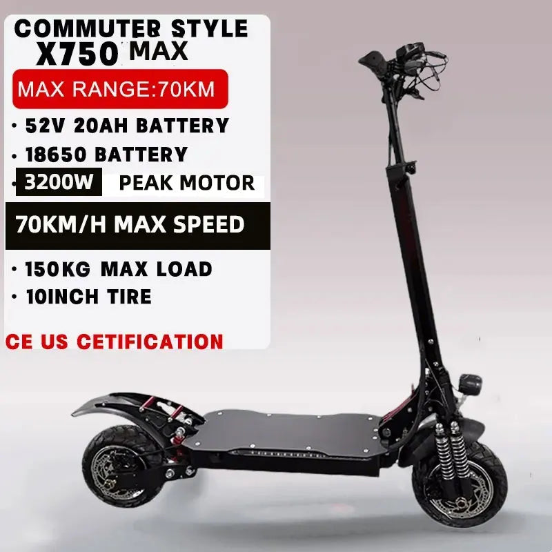 Single/Dual Motor Electric Scooter for Adults Max Speed 85km/h 500-6000W 30-100KM Range Foldable E-Scooter 10inch 11inch Tire