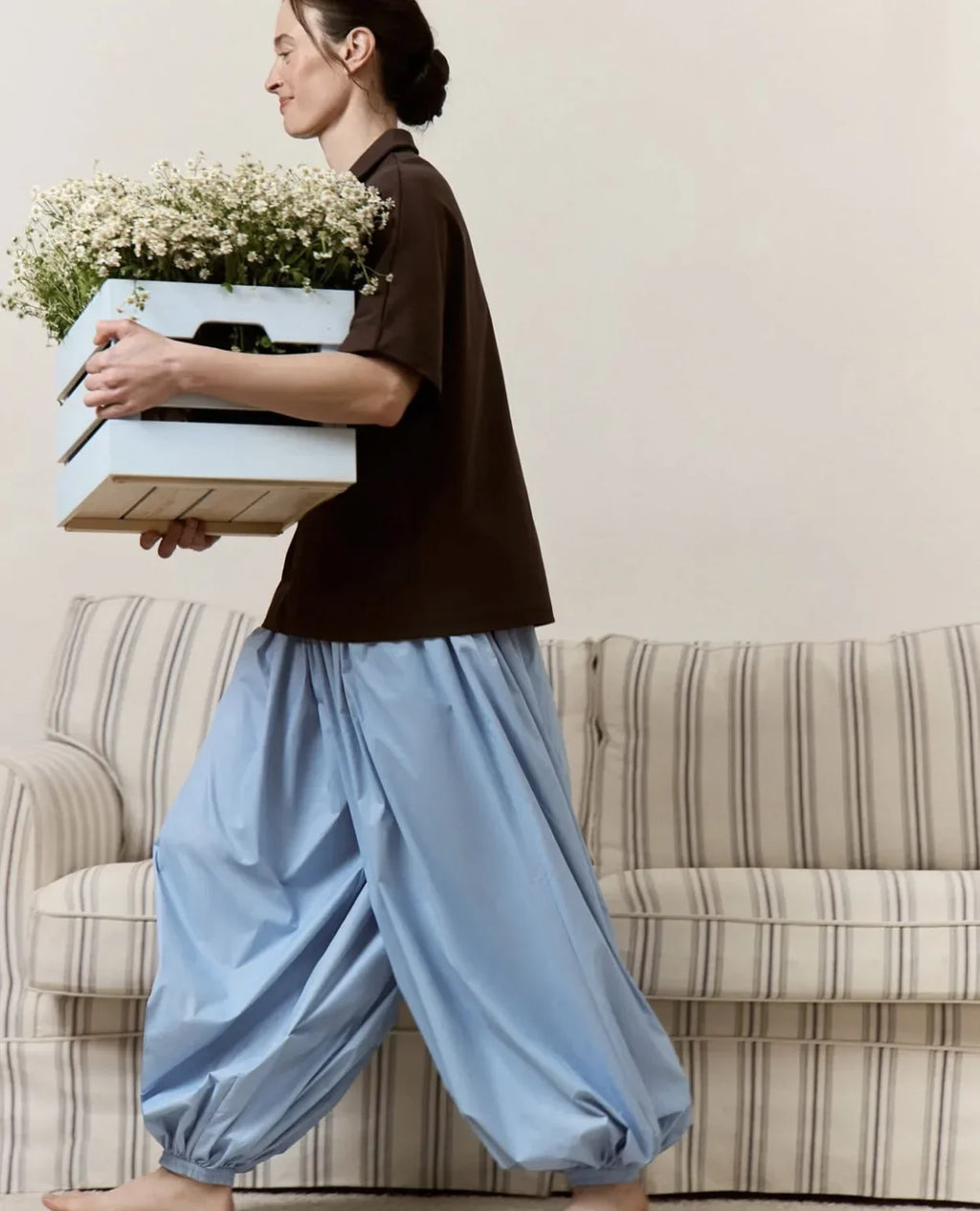 Tuularose Loose Solid Leg-Length Pants For Women Pleated High Waist 2025 Summer Female Fashion Office Lady Casual Bloomer Pants