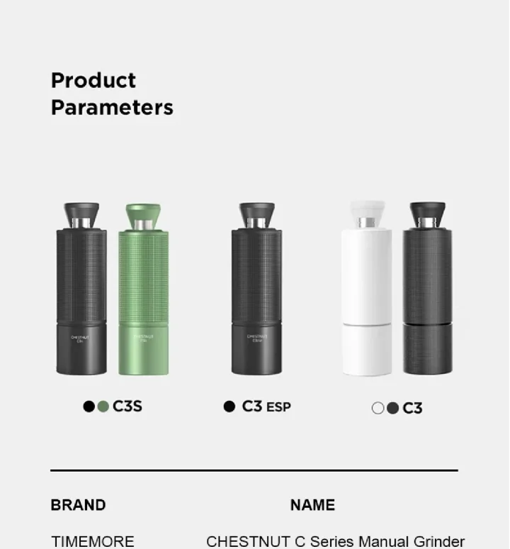 TIMEMORE Chestnut C3S / C3ESP Manual Coffee Grinder All-metal Body & S2C Burr Portable Hand Coffee Mill Grinder With Double Bear