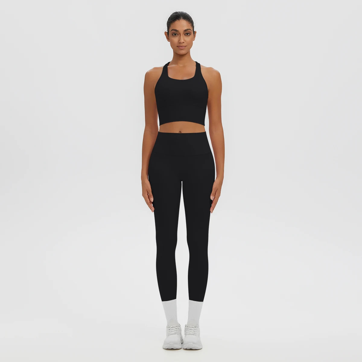 2PCS Women's Sports Pants Yoga Set Sexy Backless I-shaped Vest with Chest Pad Shock-absorbing Running Yoga Tank Top Yoga Pants