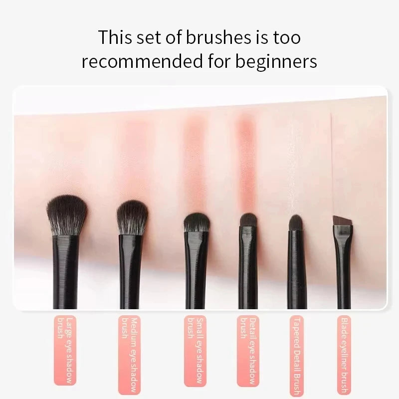 6Pcs Eye Makeup Brushes Set Professional Soft Eyeshadow Eyeliner Eyebrow Brush for Women Beginners Contouring Cosmetic Tools
