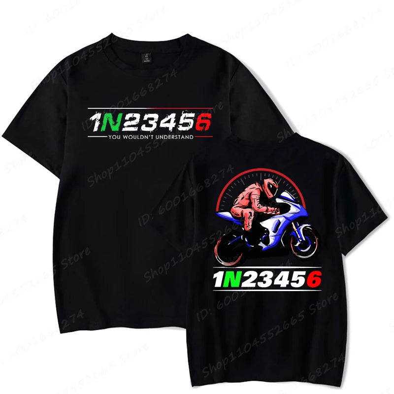 1N23456 Motorcycle Speed Graphic Print T-Shirts Summer Men's T Shirt Clothing Streetwear Short Sleeve Funny Motorcycle Shirts
