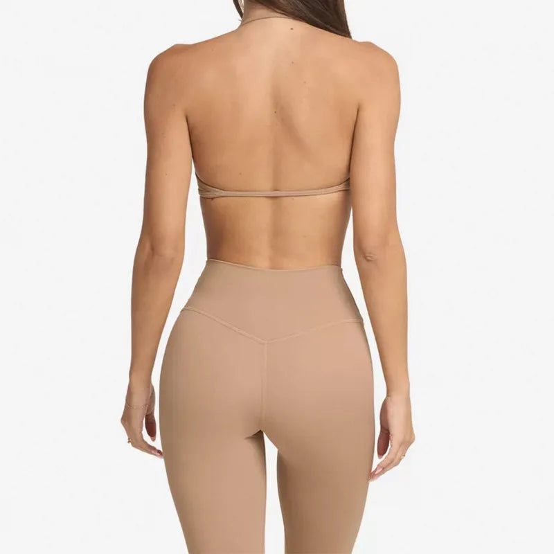 2PCS Yoga Suit Sports Set Gym Set Women Tracksuit Running Workout Clothes Halter Sports Bra Leggings Athletic Wear Yoga Clothing