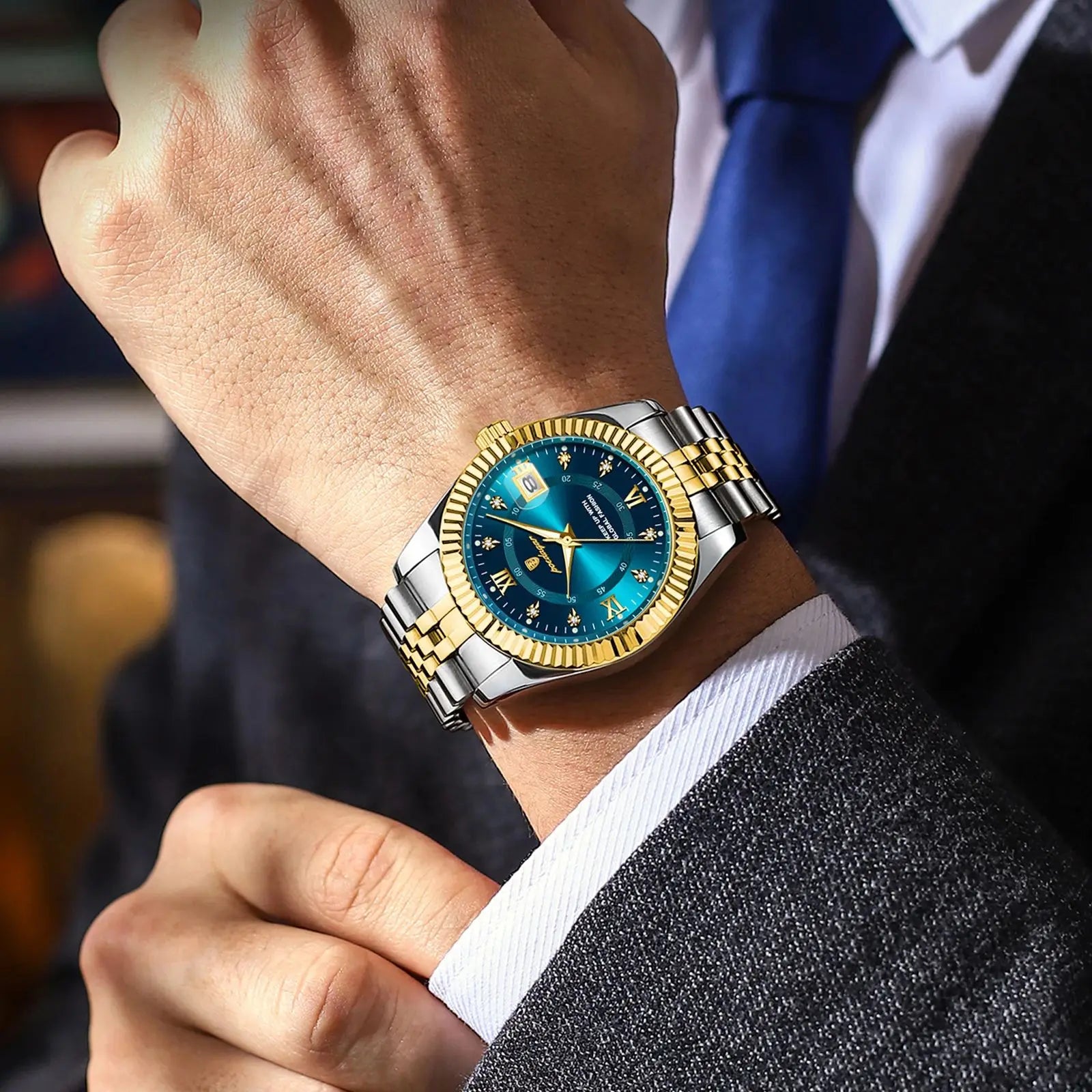 POEDAGAR Luxury Brand Man Wristwatch Waterproof Luminous Date Men Watch Stainless Steel High Quality Sports Men's Quartz Watches