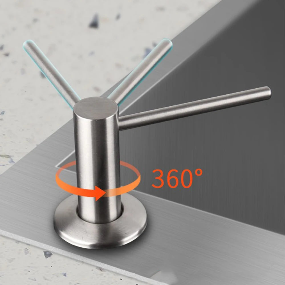 Slim Metal Head Liquid Soap Dispenser Kitchen Sink Bathroom Under Counter Lotion Holder Pump Dish Wash Detergent Silicone Tube