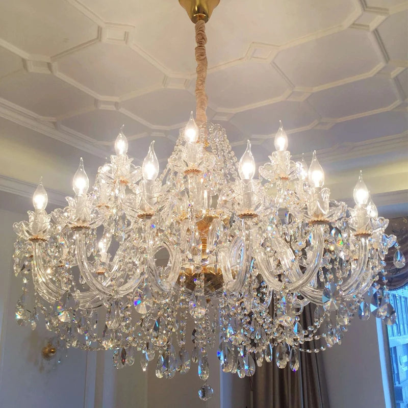 Luxury Living Room Decorate LED Ceiling Pendant Lights Indoor Hanging Lights Fixture Home Crystal Chandeliers Villa Lighting