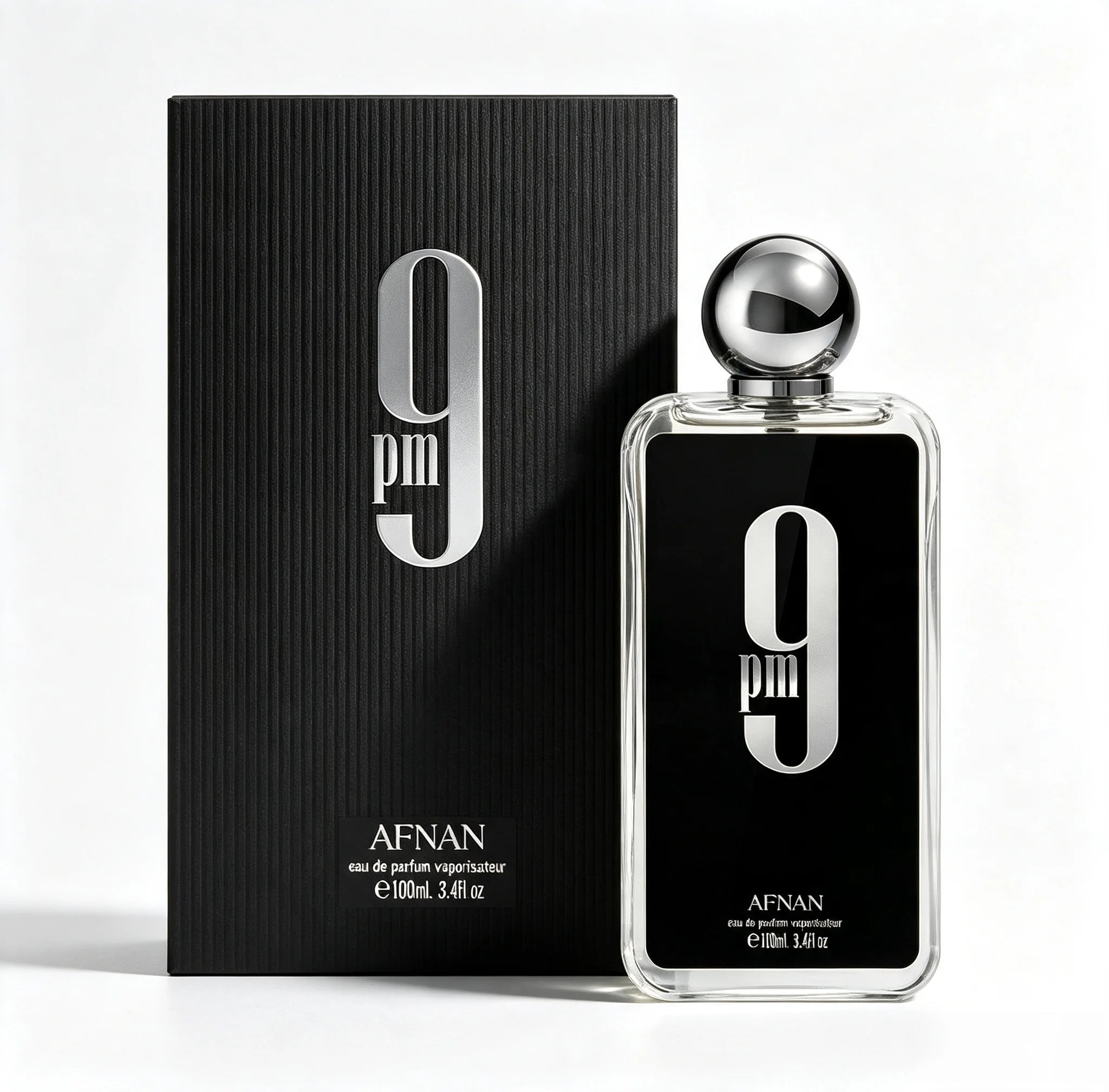 Afnan 9 PM Eau de Parfum Spray for Men 3.4 Fl Oz (100ml), Woody Amber Spicy Long Lasting Perfume