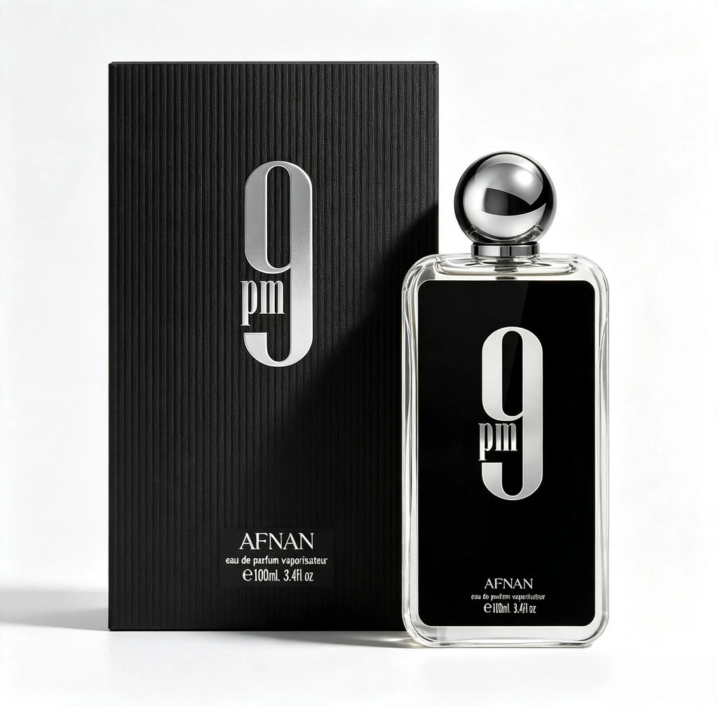 Afnan 9 PM Eau de Parfum Spray for Men 3.4 Fl Oz (100ml), Woody Amber Spicy Long Lasting Perfume