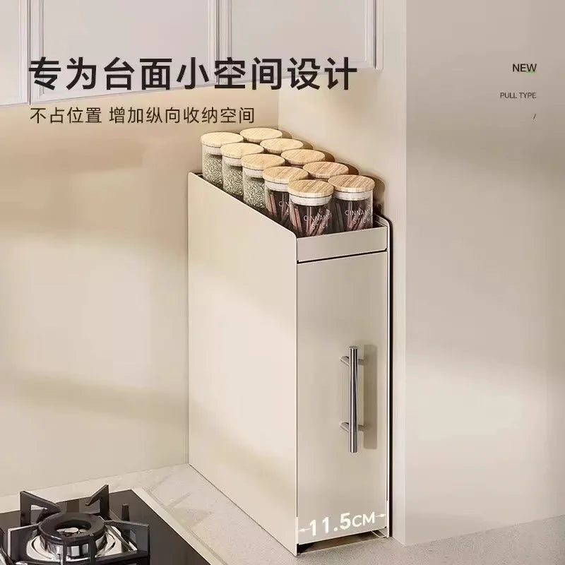 Shelf Kitchen Pull-out Seasoning Countertop Multifunctional Seasoning Storage Rack Dustproof Extremely Narrow Side Box Cabinet