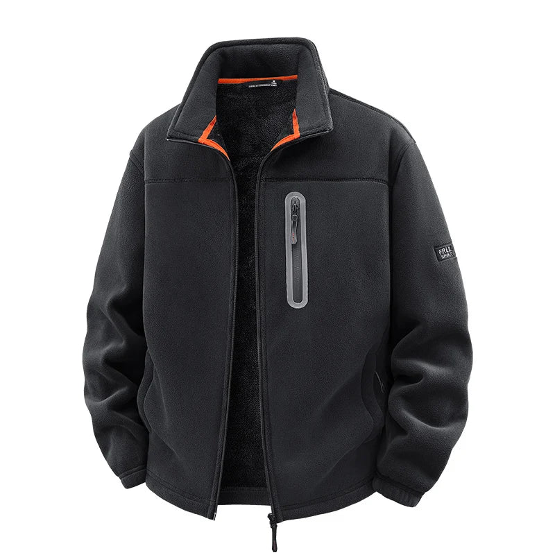 New Outerwear Men's Fleece Jacket Sweatshirts Male Thick Fleece and Windproof Sweatshirts Men Stand Up Collar Zipper Jacket Coat