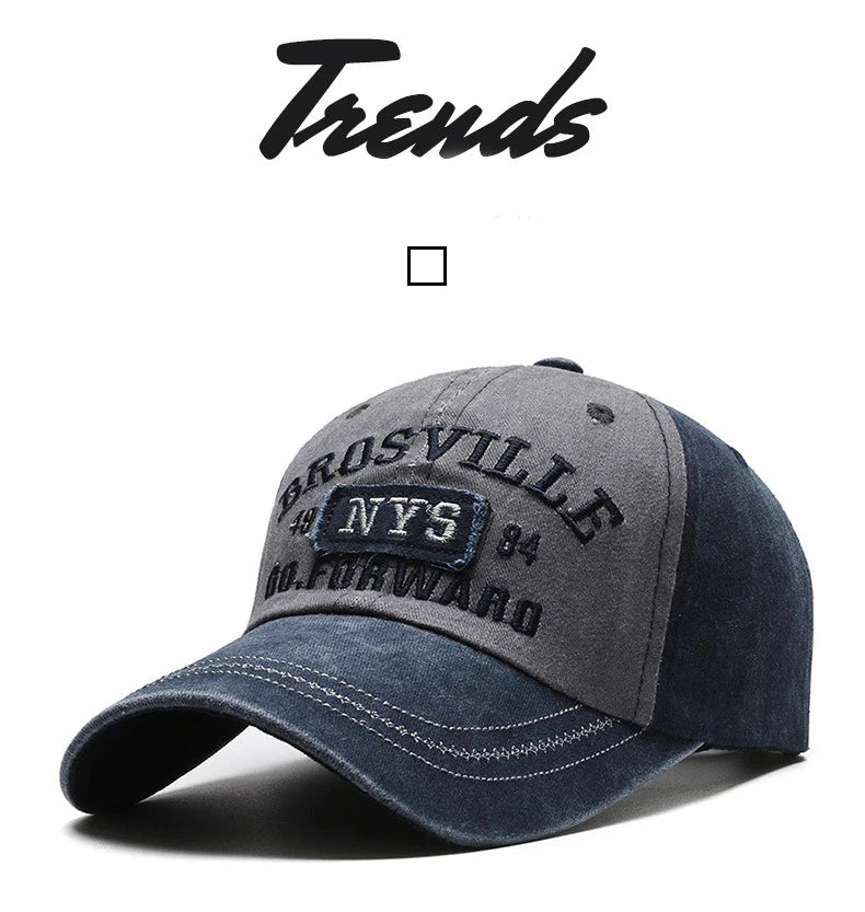 Four Seasons Men's Baseball Cap Casual Wash Embroidered Cap Curved Brim Bowler Sun Hat Official Website