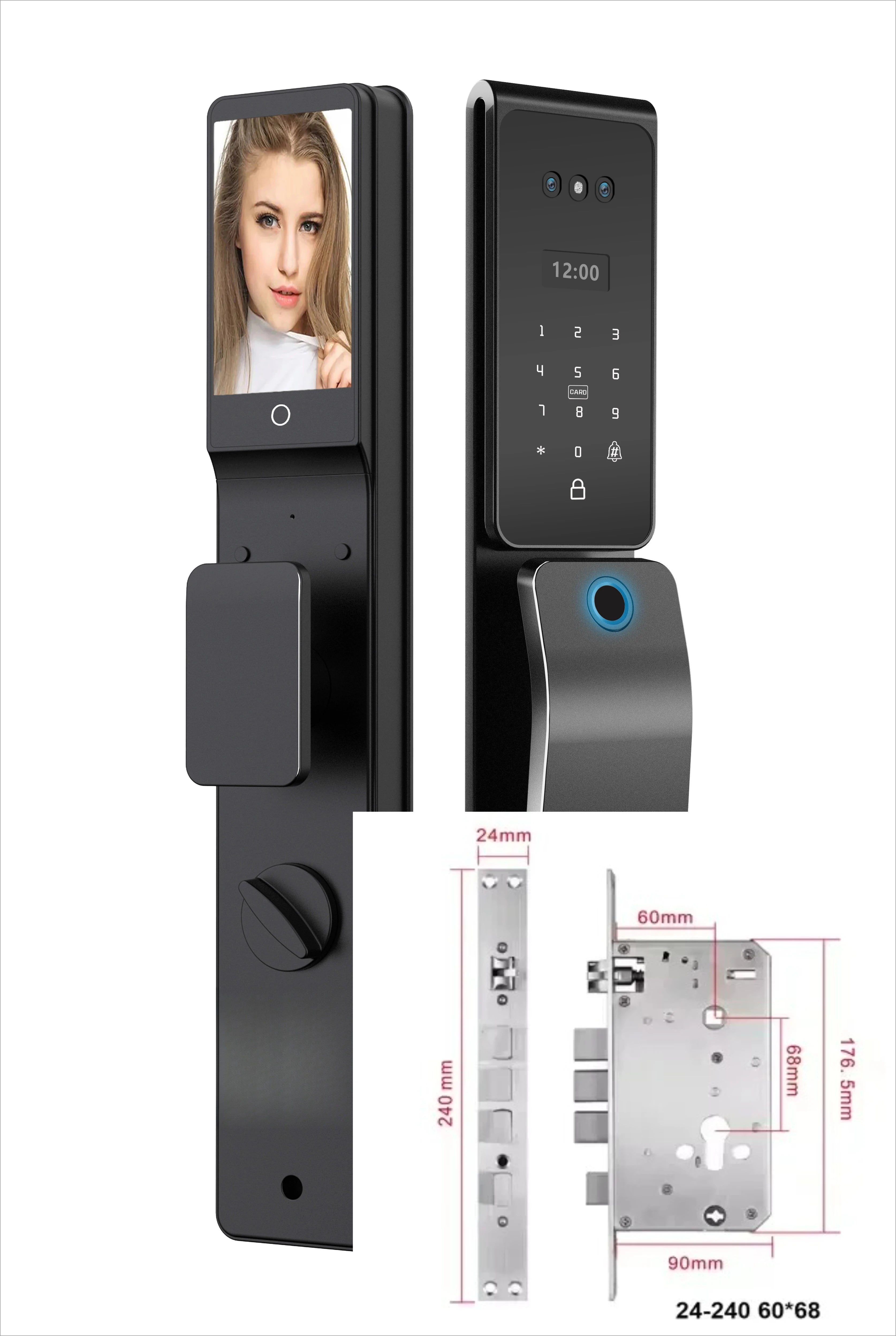 2026 New Tuya 3D Face Palm Recognition Smart Lock Durable Electronic Lock Waterproof Digital Lock Suitable for Europe, Israel