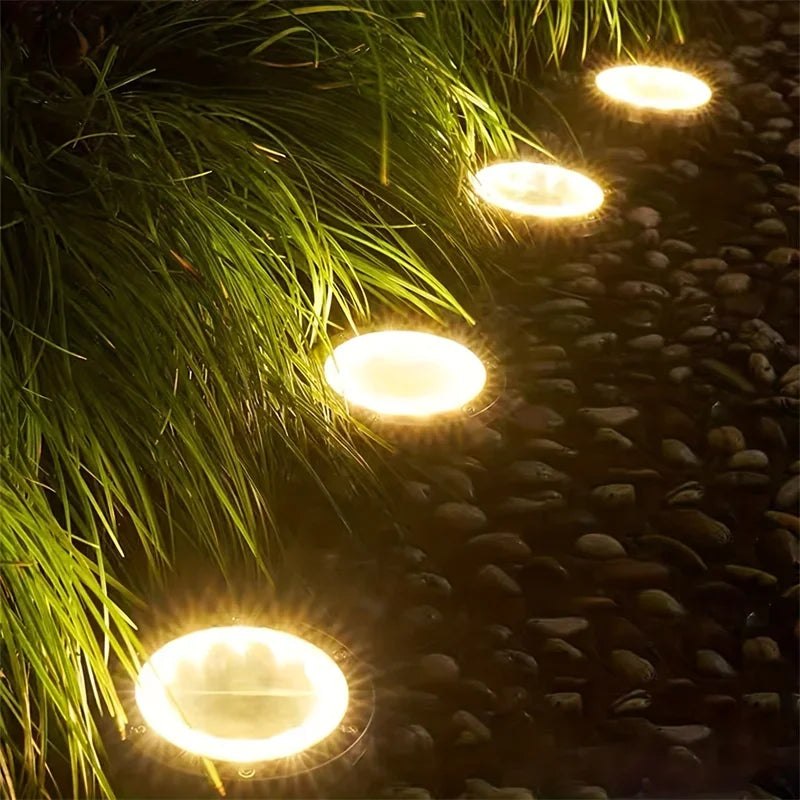 IP68 LED Outdoor Solar Power Ground Light Solar Path Deck Lights Underground Light Yard Driveway Lawn Garden Decor Lighting