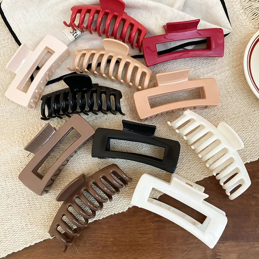 Square Soft Rubber Hair Claws Women Large Solid Silicone Shark Clip Grab Clip Anti Fall Non Fragile Clip Headband Hair Clip M