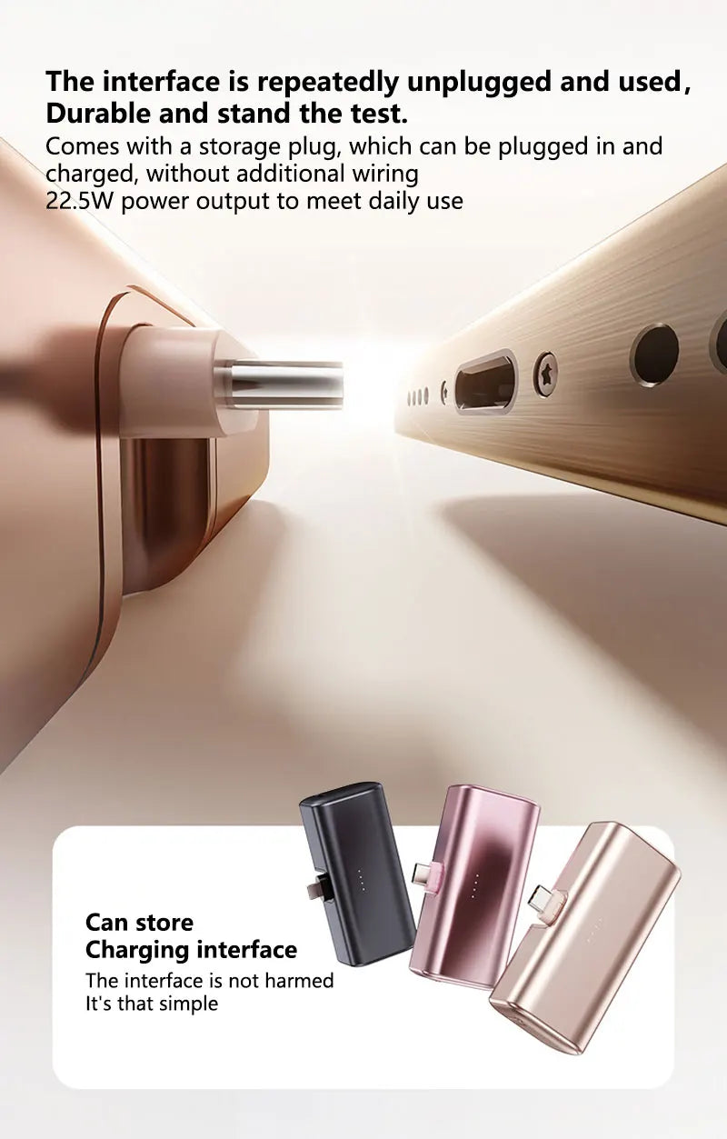 22.5W Fast Charging USB C Power Bank 500000mAh Mini Portable Charger for iPhone 15 16 Android Devices Travel Battery Pack