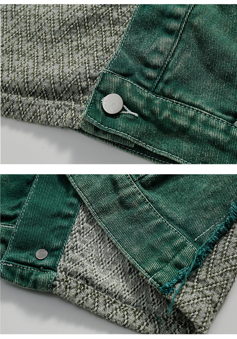 New Arrival Green Patchwork Men Women Unisex Denim Jean Jacket Coat Bomber Shirt Casual Couple Retro Vintage Streetwear Autumn