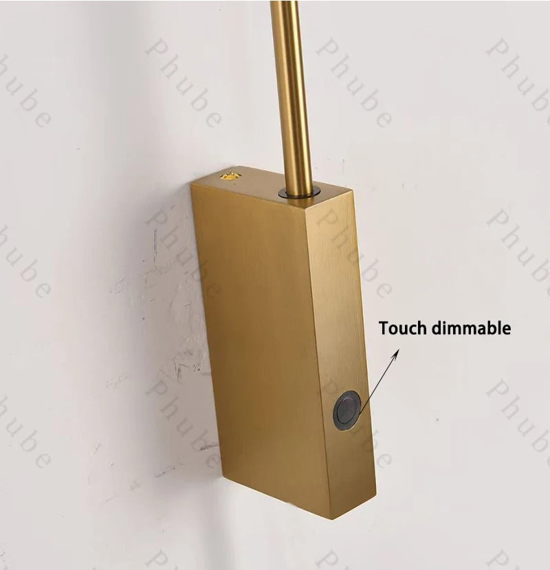 Dimmable Wall lamp for Bedroom Adjustable Wall Sconces Matte Gold Wall light fixture For Bedside Office Modern Sconce Lighting