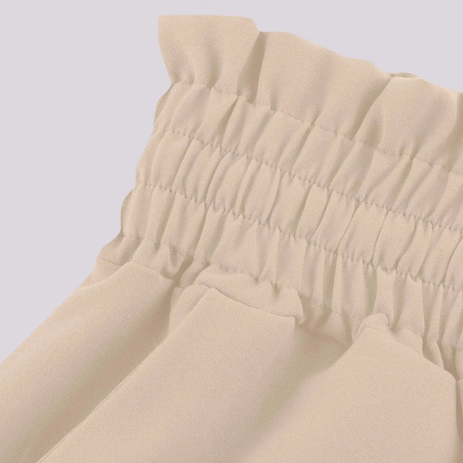 Summer Women Elastic High Waist Drawstring Solid Wide Leg Pants Loose Casual Flowy Pocket Trousers Female Daily Beach Long Pants