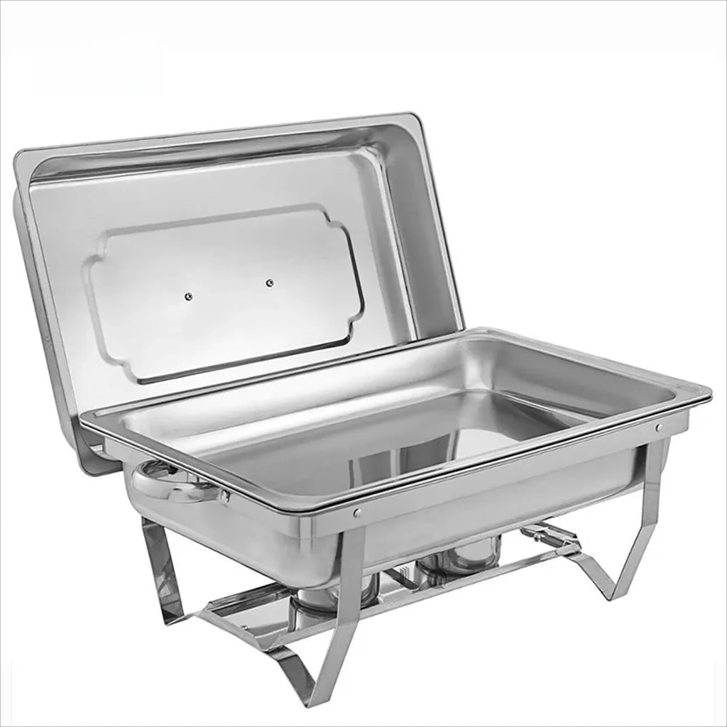 Modern Rectangle Stainless Steel Chafing Dish Hotel Kitchen Equipment Fuel Buffet Food Warmer Restaurant Keep Warm