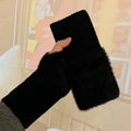 New Ins Style Half Finger Plush Gloves High Value Princess Warm Winter Touchscreen Gloves for Students in Class