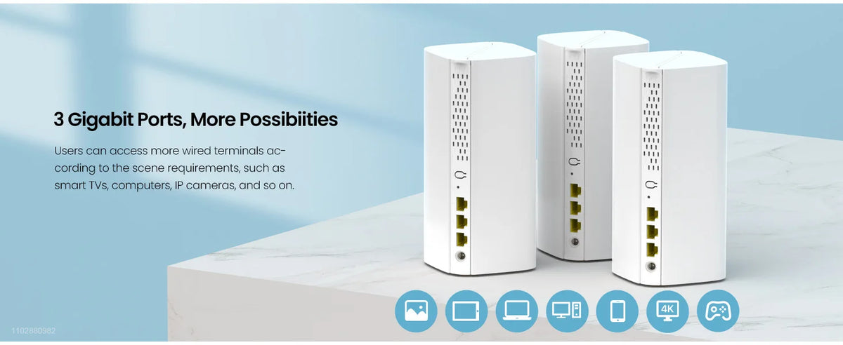 Tenda Mesh12X Wireless Gigabit WiFi6 Router 802.11AX Dual-Band 2.4G/5GHz Whole Home Wifi Coverage Long Range Bridge Extender