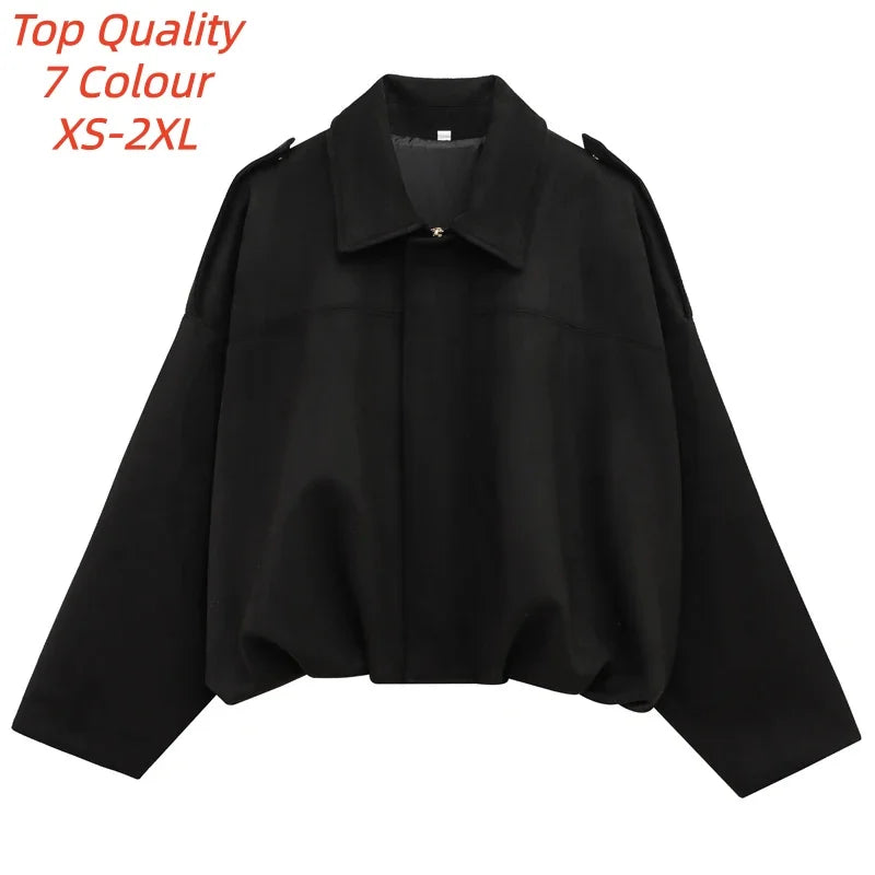 2026 Women's Bomber Jacket Lapel Long Sleeve Zipper Suede Jacket Women New High Street Cropped Racing Jackets Coats Outerwears