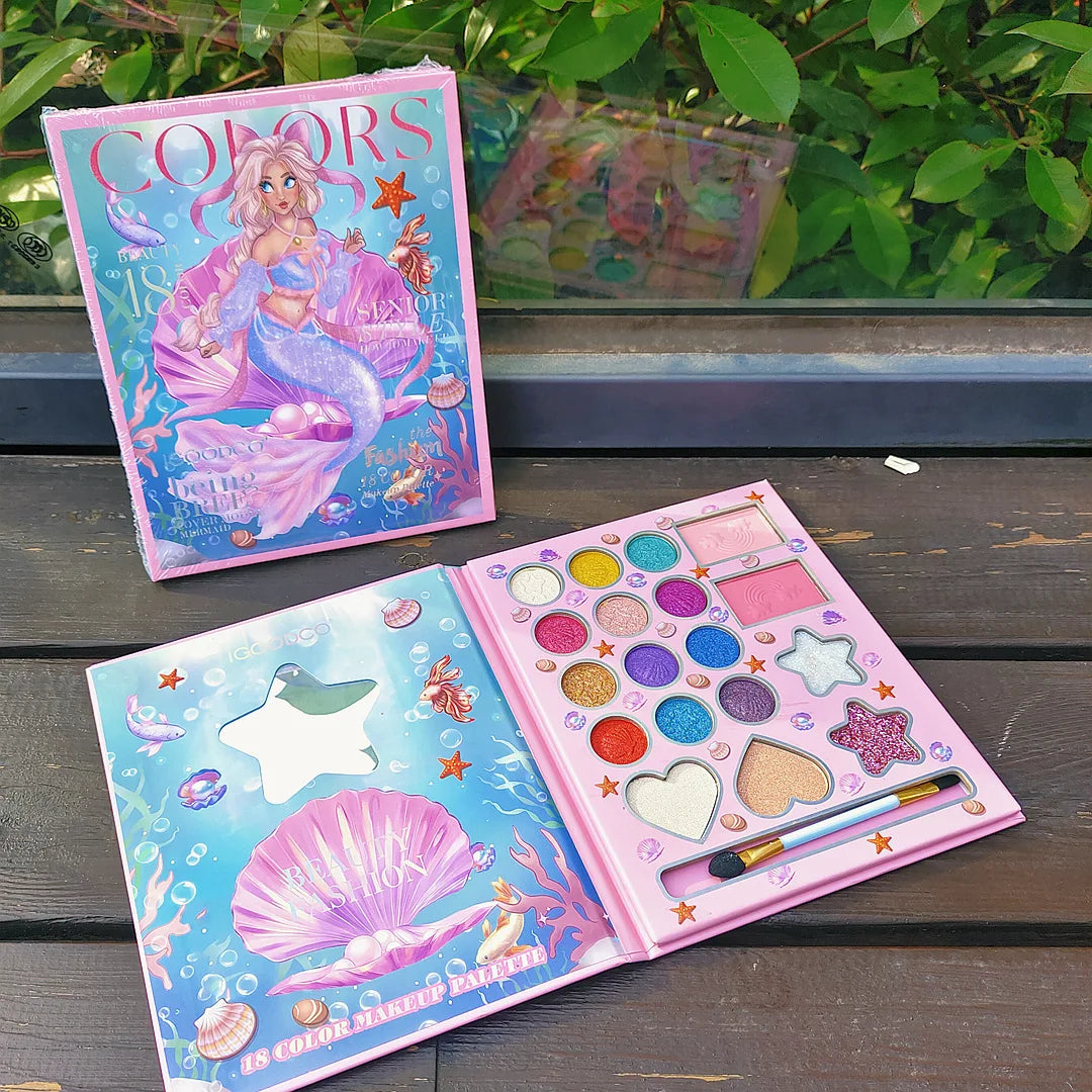 Women's Makeup Eye Shadow Palette,18 Color Cartoon Fashionable Pearlescent Matte Highlights Eyeshadow Palette Eye Makeup Gifts