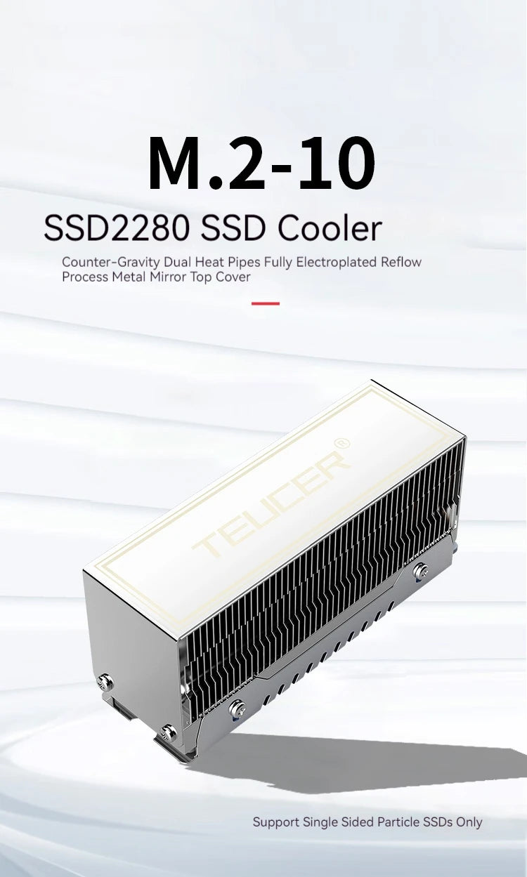 TEUCER M.2 SSD Heat Sink M2 2280 NVME Cooler Kit Dual Heat Tube Aluminum Copper Material PC Solid State Drive Radiator