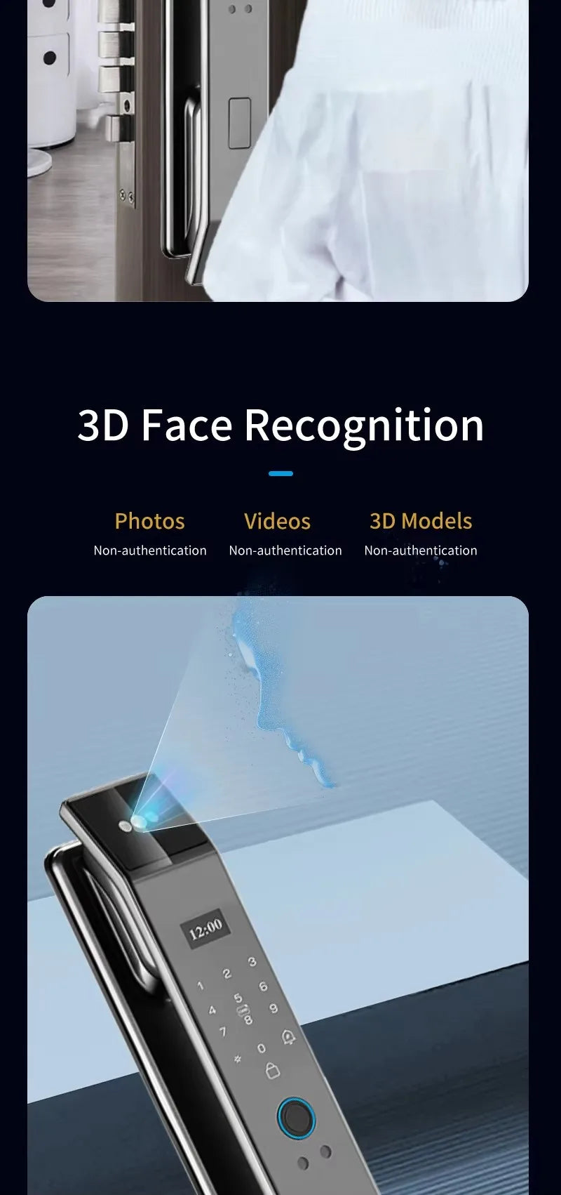 3D Face Recognition Palm Vein Recognition Tuya Automatic Lock With Camera Biometric Fingerprint Password Security Digital Lock