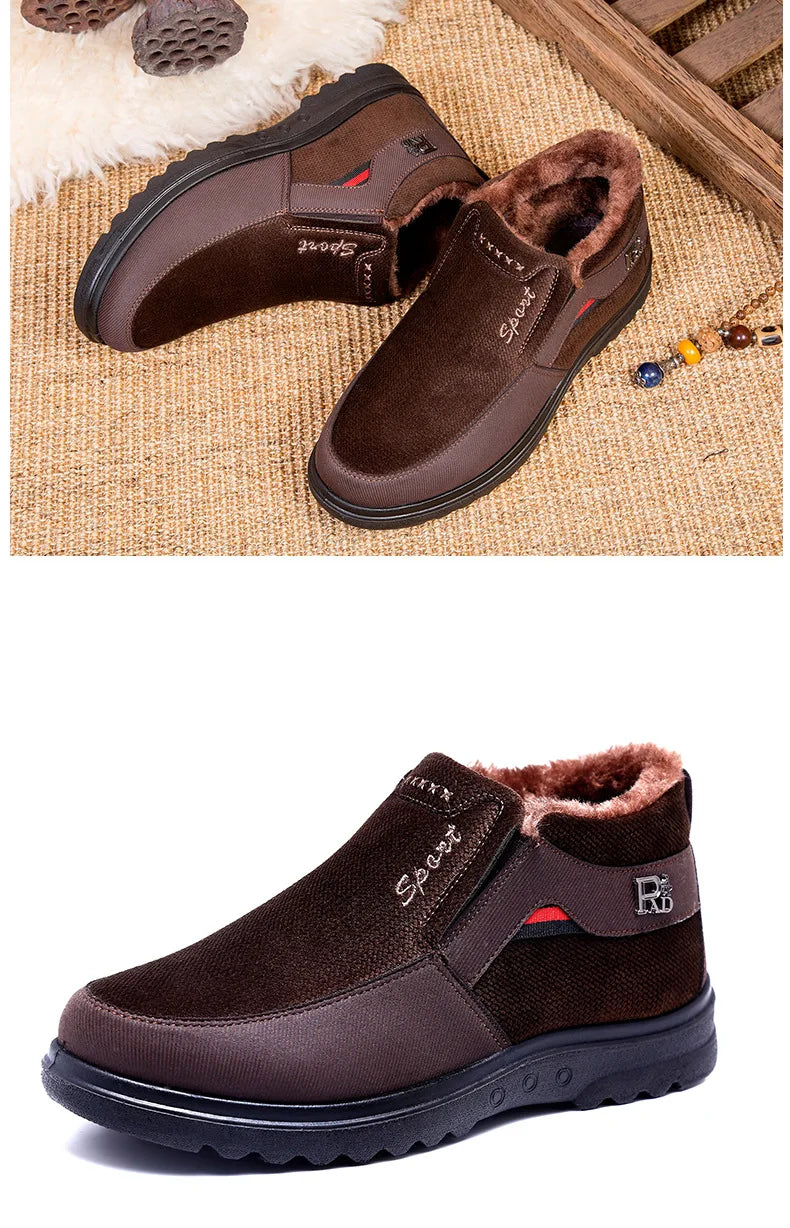 Winter Men Boots Waterproof Snow Boots Warm Fur Casual Men Shoes Antislip Ankel Boots Plush Cotton Shoes 2024