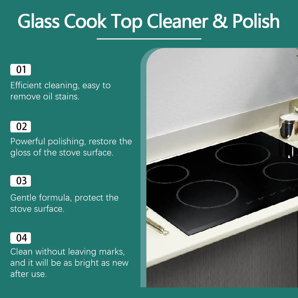 Glass Cooktop Cleaner Polish Ceramic Induction Stovetop Cleaning Burnt Food Remove Household Kitchen Glass Surface Stove Cleaner
