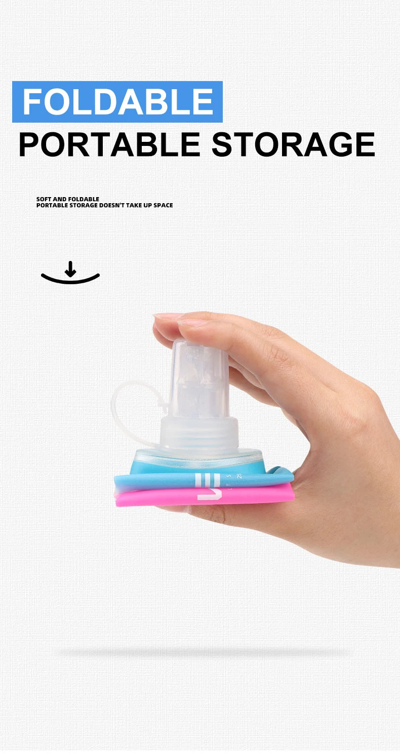 Sport Water Bottle TPU Folding Soft Flask Drink Portable Water Bottle High Flow Running Hiking Bicycle Fitness Water Bag