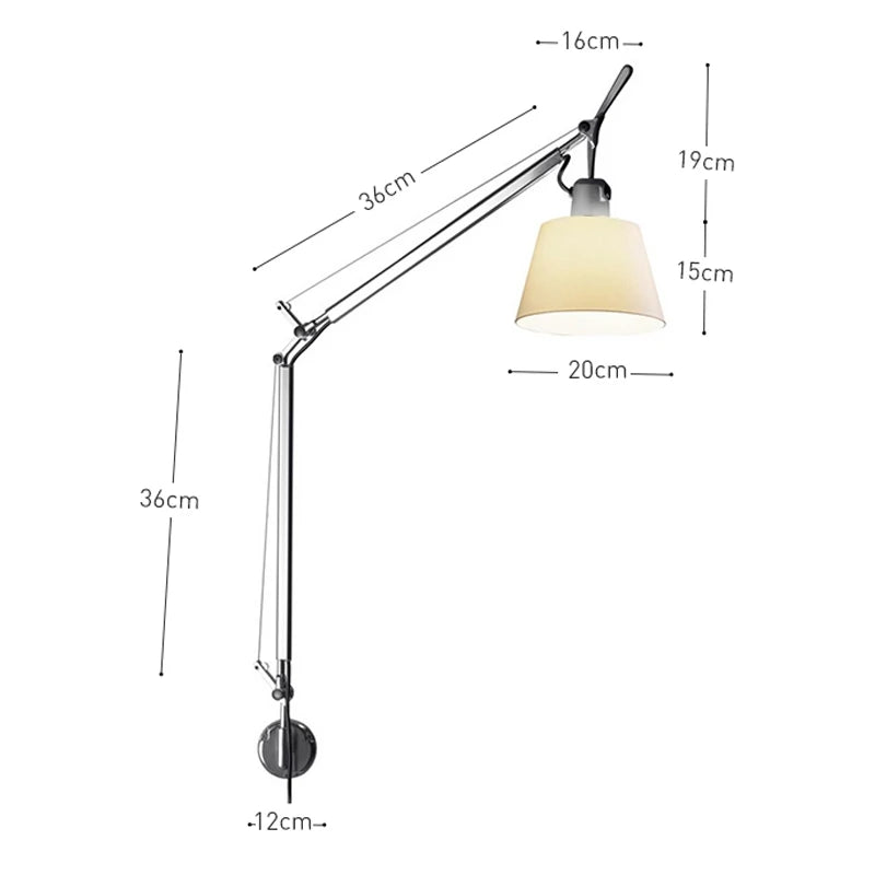Adjustable Wall Lamp Aluminum Modern Foldable Long Swing Arm  sconces lamps Telescopic wall lights Bedside Study Reading Sconce