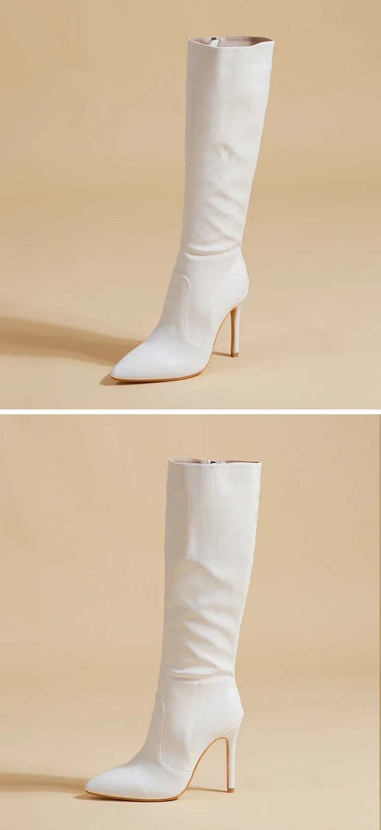 Women's Fashion Elegant Pointed Thin Heel Knee High Long Boots2024 Spring/Autumn PU Panel Side Zipper Boots Western35-42