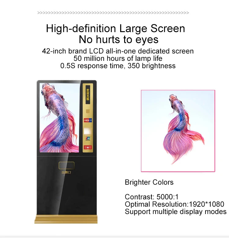 32-Inch Touch Screen Restaurant Self-Service Ordering & Checkout Kiosk with Floor-Standing Design for Indoor Use