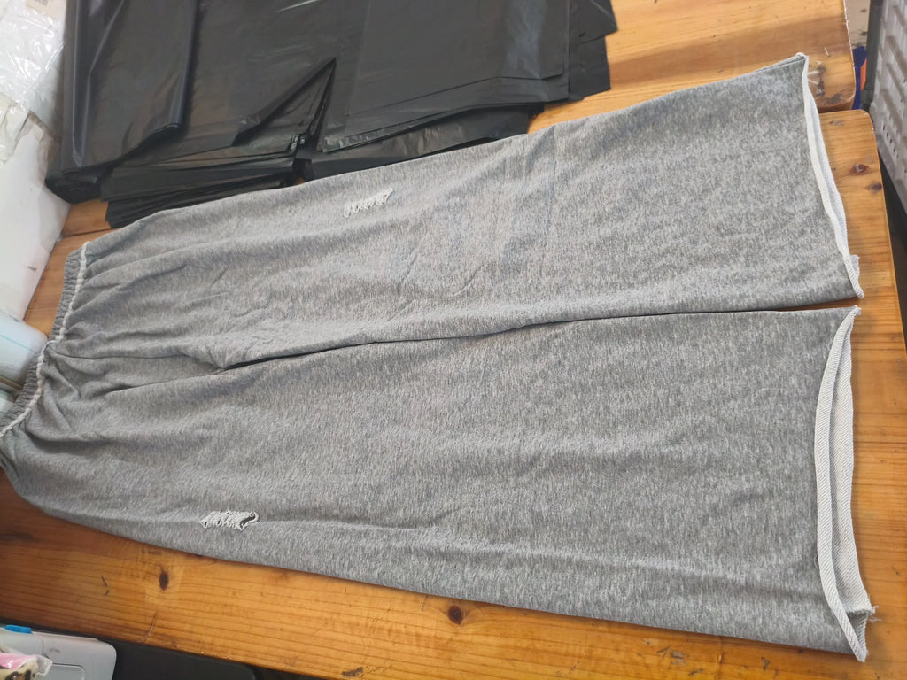 Y2k Grey Ripped Women's Jogging Wide Leg Pants American Retro Hip-hop Drape Thin Sports Pants Solid Color Loose Casual Summer