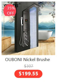 OUBONI Brush Gold Bathroom Shower Systerm Bathtub Faucet Wall Mount Golden Plated 2 Ways athtub Mixer Shower Set Mixer Tap