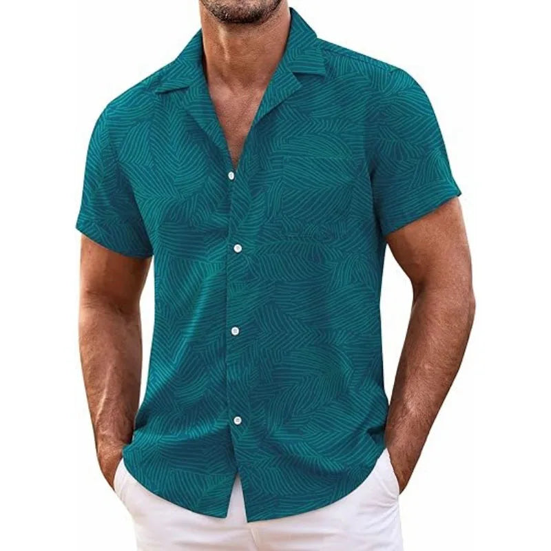 Men's Hawaiian Shirt Short Sleeved Floral Button Shirt Tropical Summer Beach Shirt Camping Collar Shirt