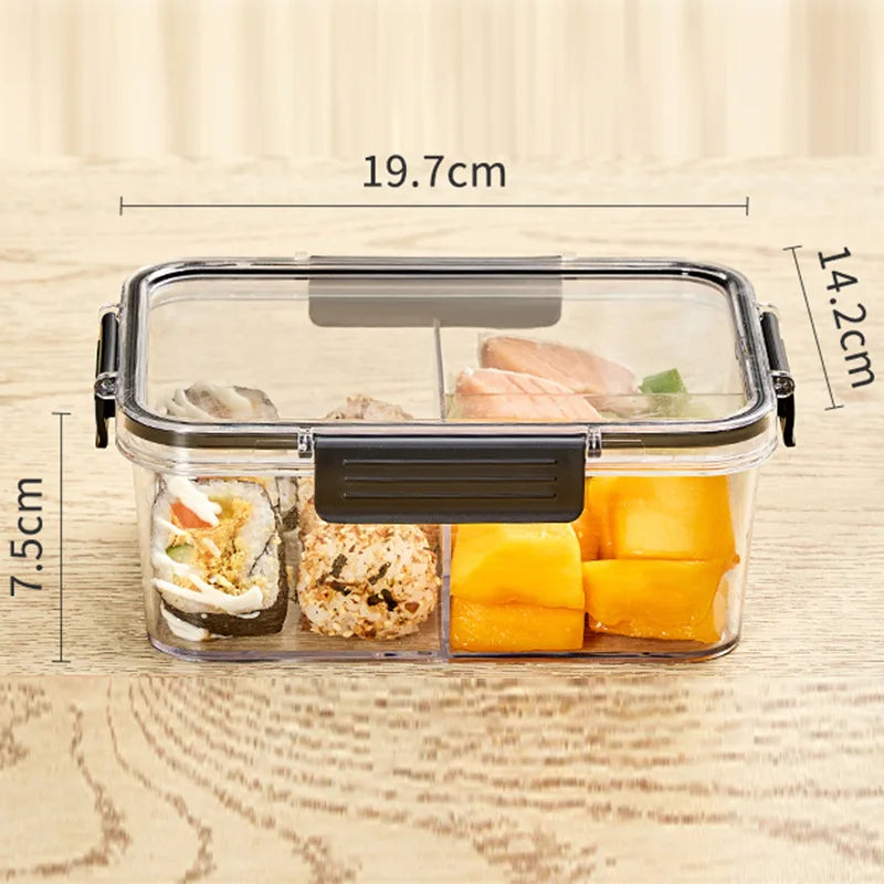 Portable Lunch Box for Kids School Microwave Transparent Bento Box with Compartments Salad Fruit Food Sealed Jar Container Box