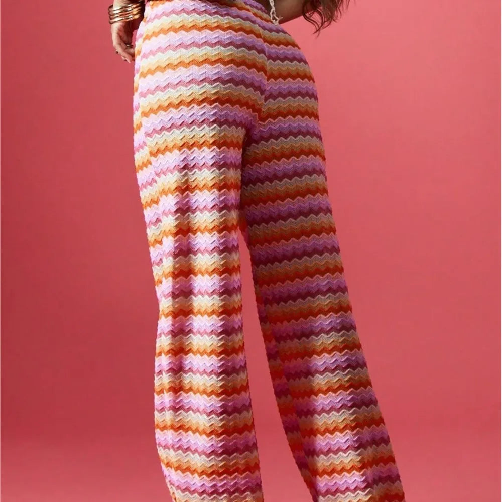 Casual Women Pants Loose Wide Legs Trouser Women's Clothing Home Clothes Homewear Striped Contrast Comfortable All-match Trendy
