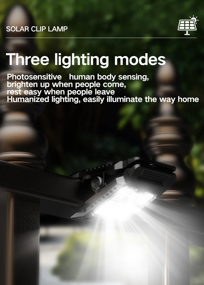 Outdoor Solar Clamp On Motion Sensor Lights Waterproof Work Light 3 Lighting Modes Camping Lamp Fence Walls Garage Led Lamps
