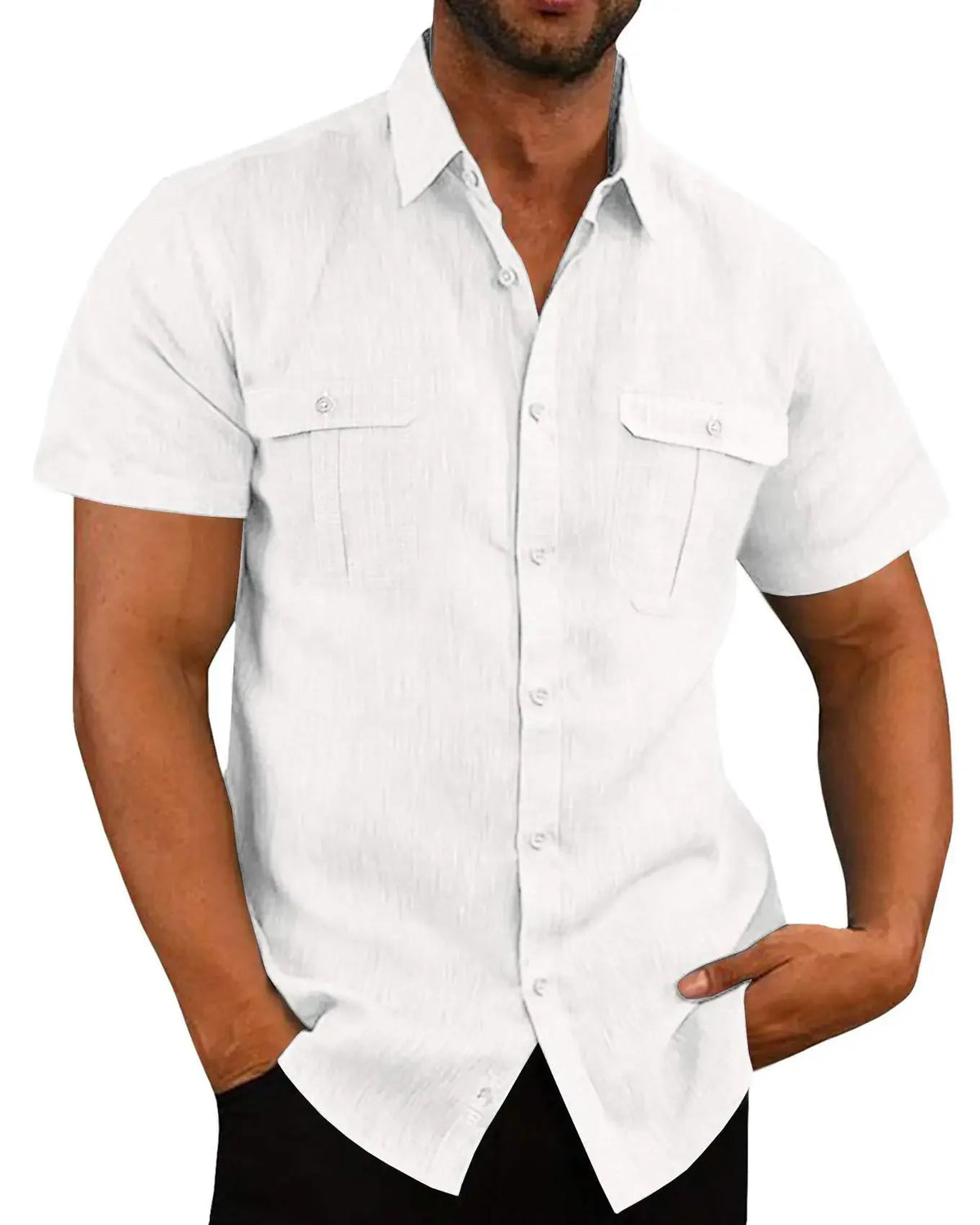Men's Linen Hot Sale Men Short-Sleeved Shirts Summer Solid Color Comfort Collar Casual Beach Style Plus SizeMale Shirts M-4XL
