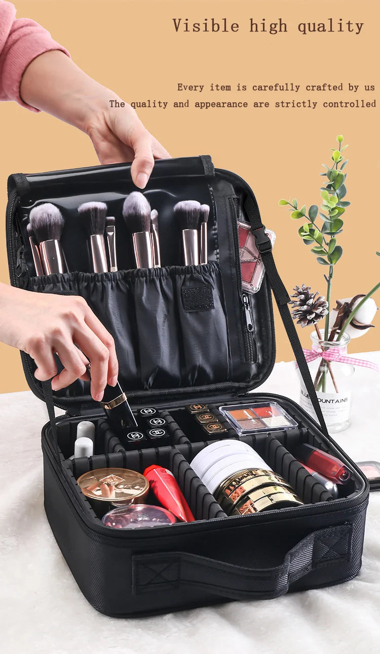 Large Capacity Makeup Case - 3 Sizes Cosmetic Organizer Brush Bag Barber Train Case for Makeup Artists Hair Cutter Sets