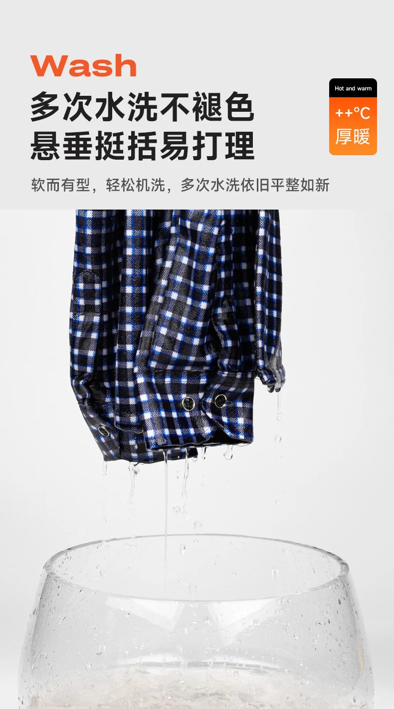 Men's Double-Sided Fleece Long-Sleeved Shirt 7XL8XL with Fleece for Warmth, Thickening and Cold Resistance, Casual Winter